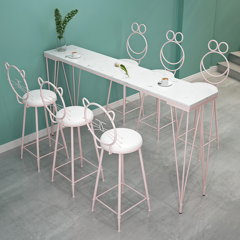 北欧大理石吧台桌家用靠墙阳台长条桌酒吧台咖啡厅奶茶店高脚桌椅