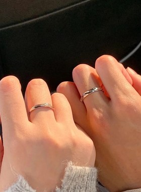 莫比乌斯环情侣戒指一对男女款素圈999纯银对戒情人节礼物送女友