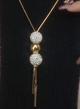 气质钻球时来运转长款流苏毛衣链秋冬新款项链时尚百搭高级感配饰