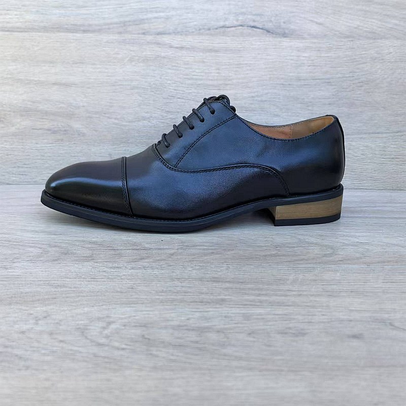 高端手工男鞋头层牛皮系带三接头英伦牛津鞋商务正装皮鞋真皮尖头