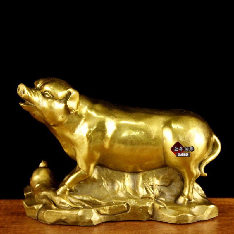 纯黄铜大号十二生肖摆件鼠牛虎兔龙蛇马羊猴鸡狗猪