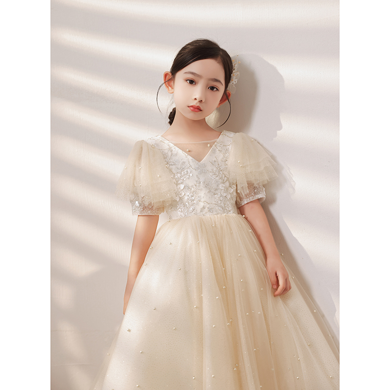 儿童礼服公主裙小女孩生日走秀主持人钢琴演奏礼服女童演出服高级