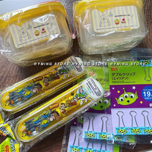 日单玩具总动员三眼仔 儿童叉勺组合餐具 花栗鼠收纳保鲜