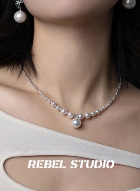 正圆珍珠项链配饰女款强光锁骨链气质高级感轻奢时尚百搭个性颈链