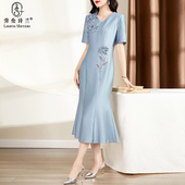 礼服裙子平时可穿时尚 洋气鱼尾裙显瘦修身 气质宴会晚会婚宴连衣裙