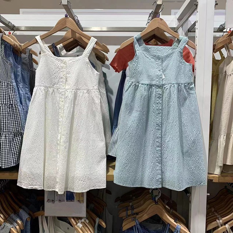 日单童装女童清凉百搭裙泡泡纱吊带甜美风学生连衣裙裙子470662