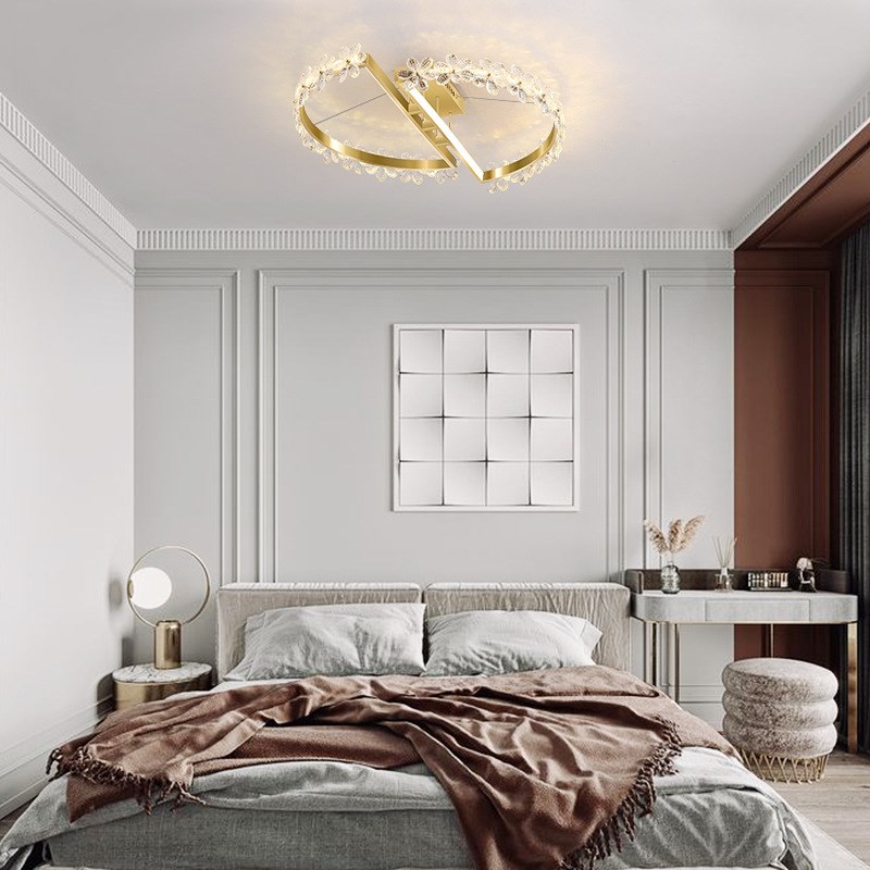 北欧温馨浪漫卧室吸顶灯创意水晶花朵客厅灯饰现代简约家用餐厅灯