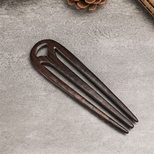 厂家直供手工雕刻古典古风黑檀木汉服盘发发饰发钗木簪子 三叉