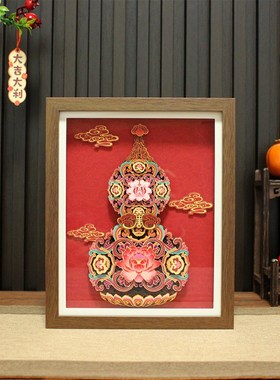 中国风剪纸文创葫芦桌面摆件柿柿如意立体装饰画新年乔迁开业礼物