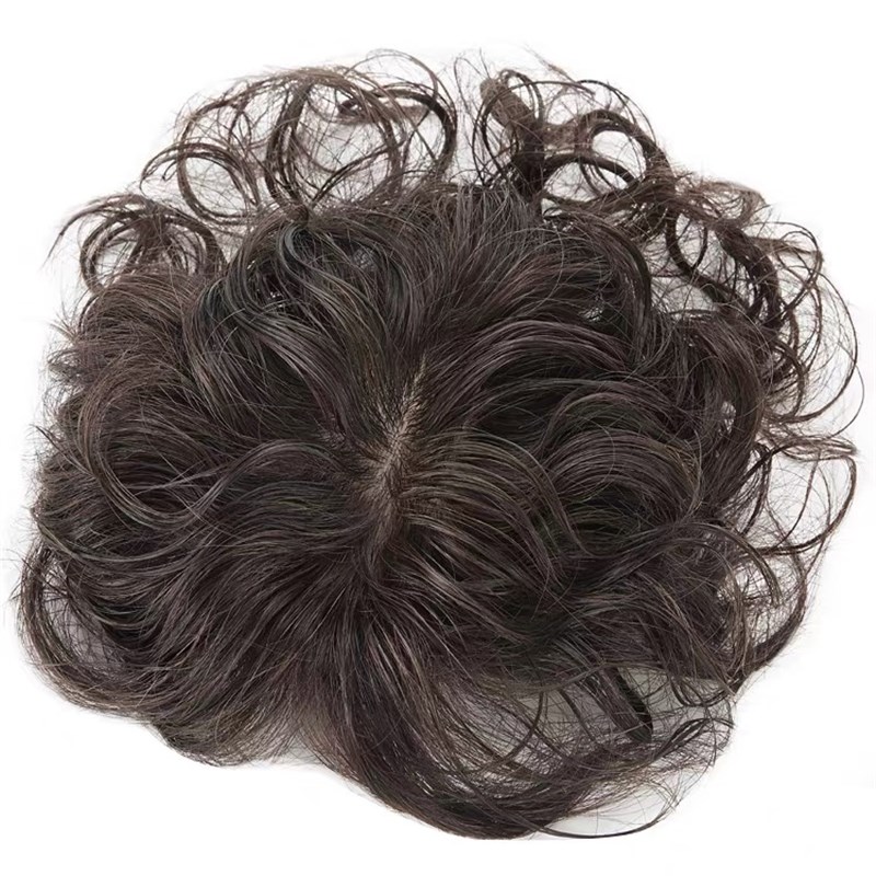 羊毛卷假发片妈妈款真发遮白发假发女补发短卷发中老年夏天不闷热