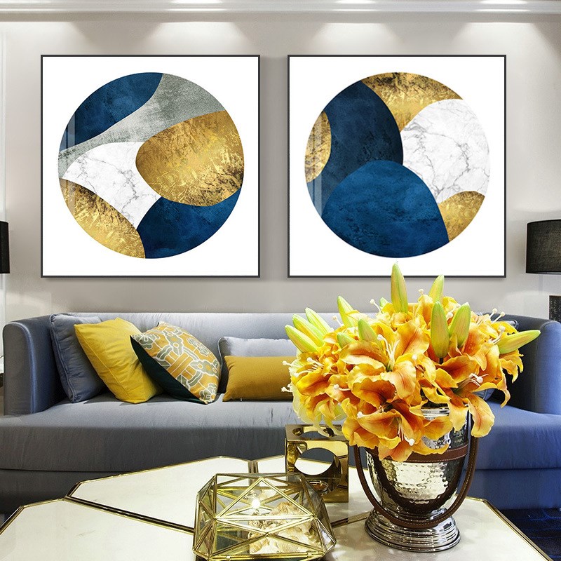 现代轻奢客厅装饰画沙发背景壁画卧室正方形北欧玄关挂画晶瓷画