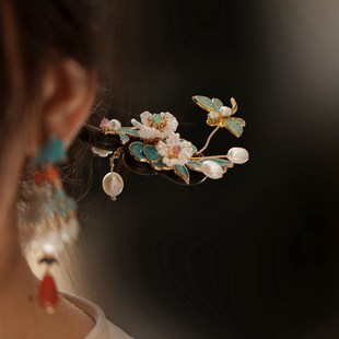 古风发簪木簪盘发高级感辑珠工艺旗袍配饰国风发饰女檀木古典气质