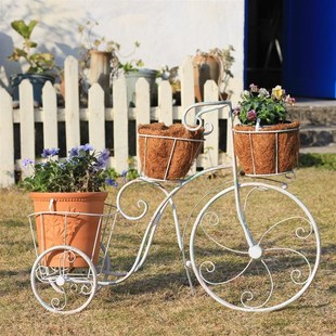 日式铁艺自行车花盆花架铁艺花插铁艺花园室外摆件阳台造景