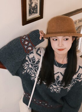 【我的头不圆】卷边圆顶小礼帽女秋冬款时尚大头围渔夫帽子女盆帽