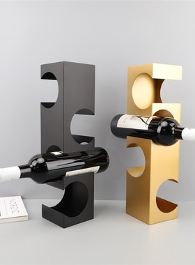 现代简约创意金属几何红酒架摆件饭厅酒柜电视柜家居桌面软装饰品