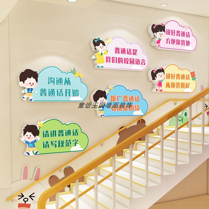 幼儿园墙面装饰环创材料主题墙贴成品推广普通话宣传语Z言文字标