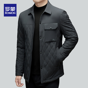 罗蒙男士翻领羽绒服2023冬季新款商务休闲干部装保暖轻薄爸爸外套