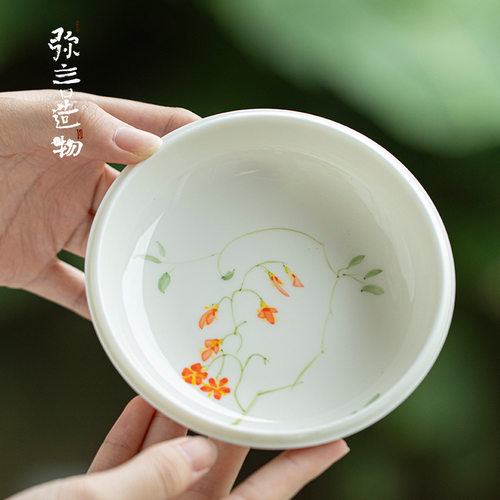 弥言手工陶瓷壶承家用盖碗茶壶托釉下彩手绘干泡盘蓄水小茶台日式