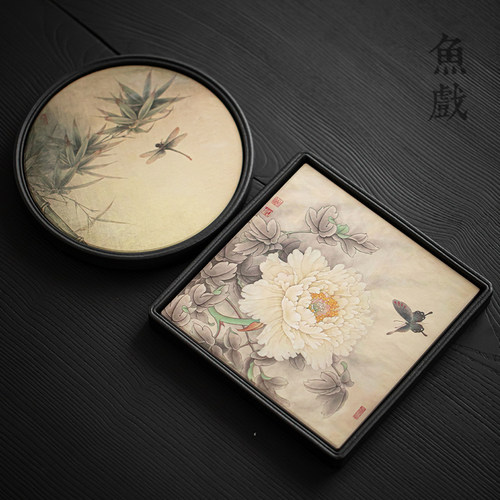 7L8K中式国风速干吸水茶盘陶瓷干泡台壶承家用复古茶壶托盘茶道零
