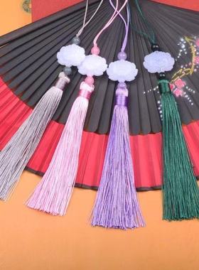 100个垂直白玉莲花吊穗古装旗袍服饰配件古风扇坠流苏穗子配饰挂