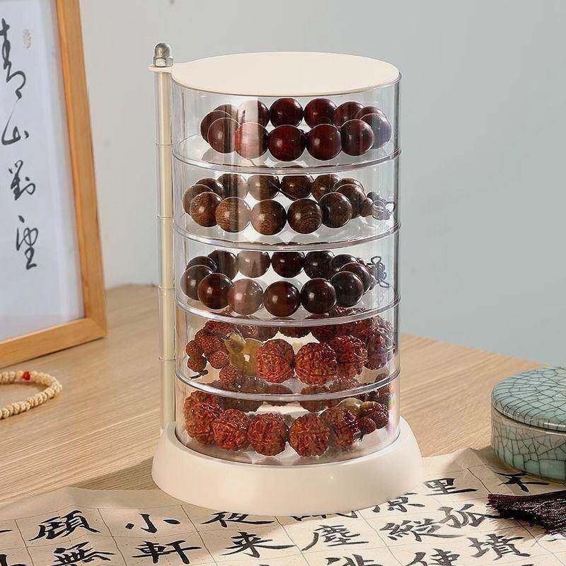 文玩核桃收纳盒旋转防尘手链珠宝首饰品盒佛珠菩提手串展示盒透明