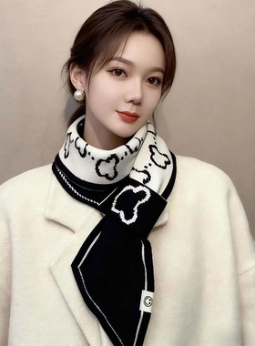 护颈小围巾女士2025新款秋冬针织百搭围脖加厚保暖韩系氛围感脖套