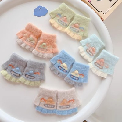 0-2岁婴儿手套秋冬季男女宝宝爬行分指一岁儿童小孩地上爬爬手套