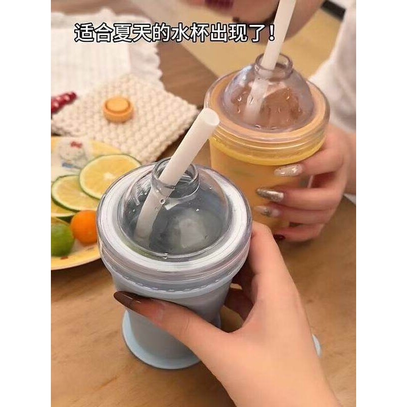 折叠冰球杯按压三合一冰杯学生党便捷夏日专用水杯迷你硅胶制冰格