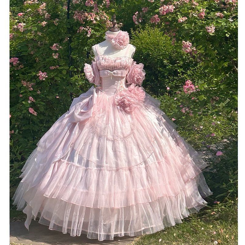洛丽塔花嫁晚礼服女粉色生日派对公主裙学生成人礼年会演出蓬蓬裙