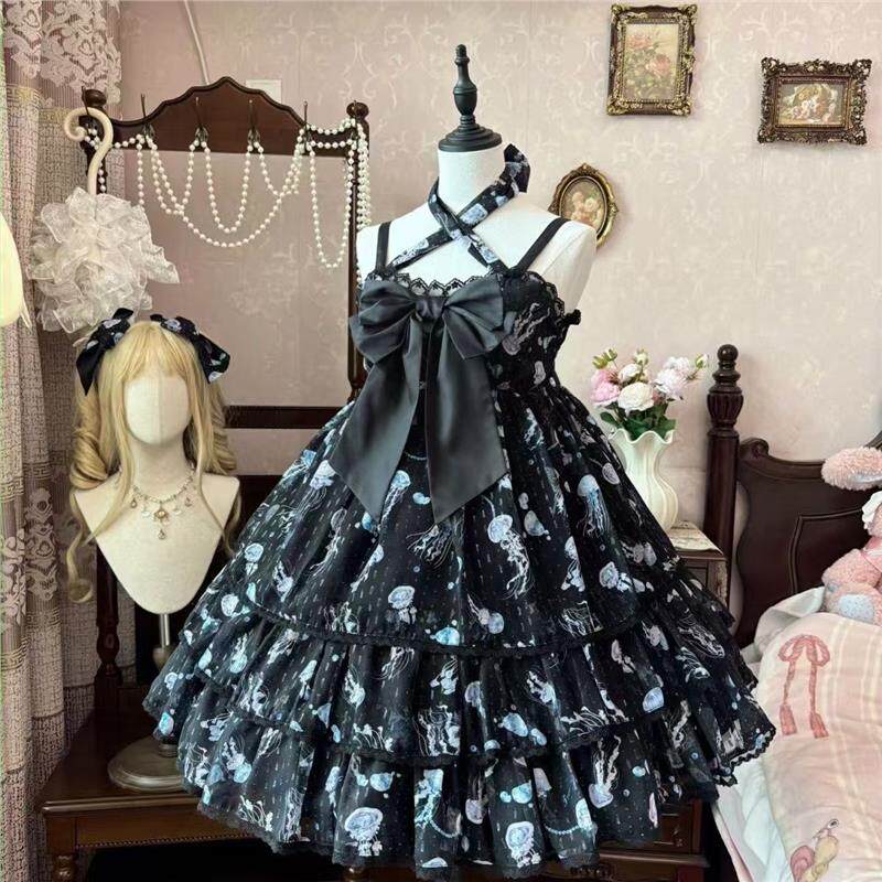 小水母lolita贝壳海边正版平价夏日雪纺洛丽塔裙兔耳工厂现货