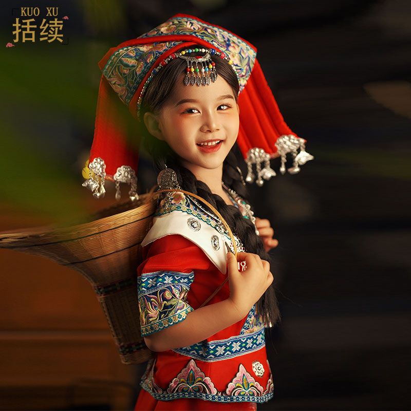 新款哈尼族土家族儿童少数民族幼儿壮族日常民族苗族瑶族表演服饰