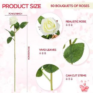 極速50 Silk Real Flower Bouquet Rose Artificial Pcs RKoses