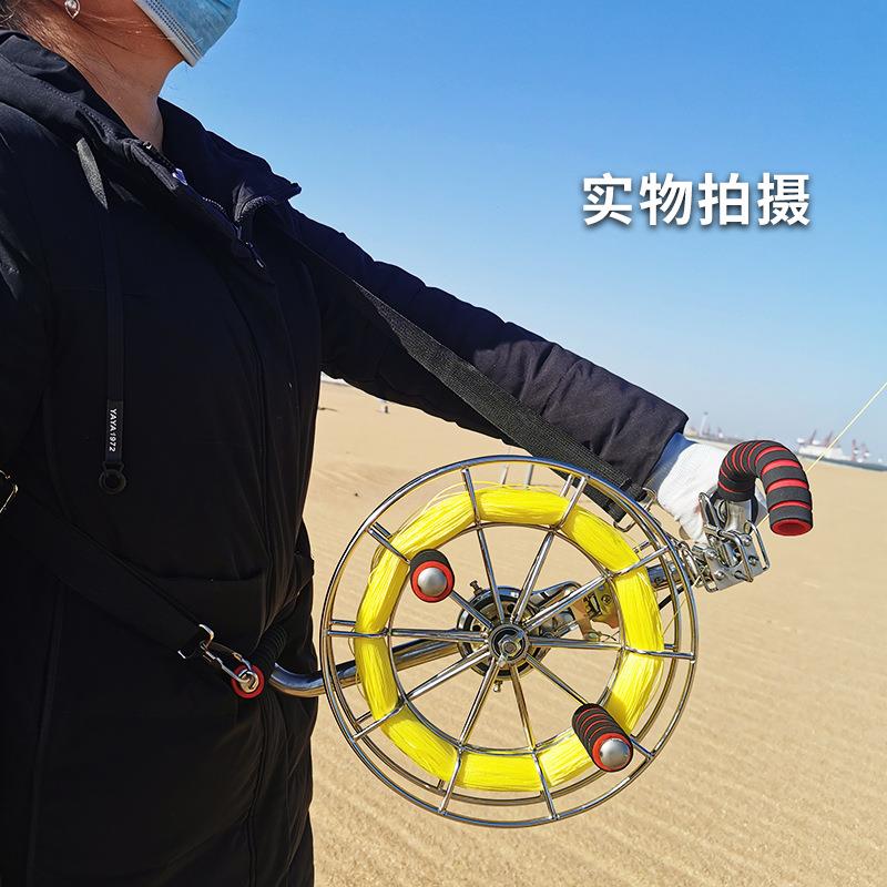 新款高档风筝线轮不锈钢一体支架背带轮省力手刹防倒转专业线轮盘