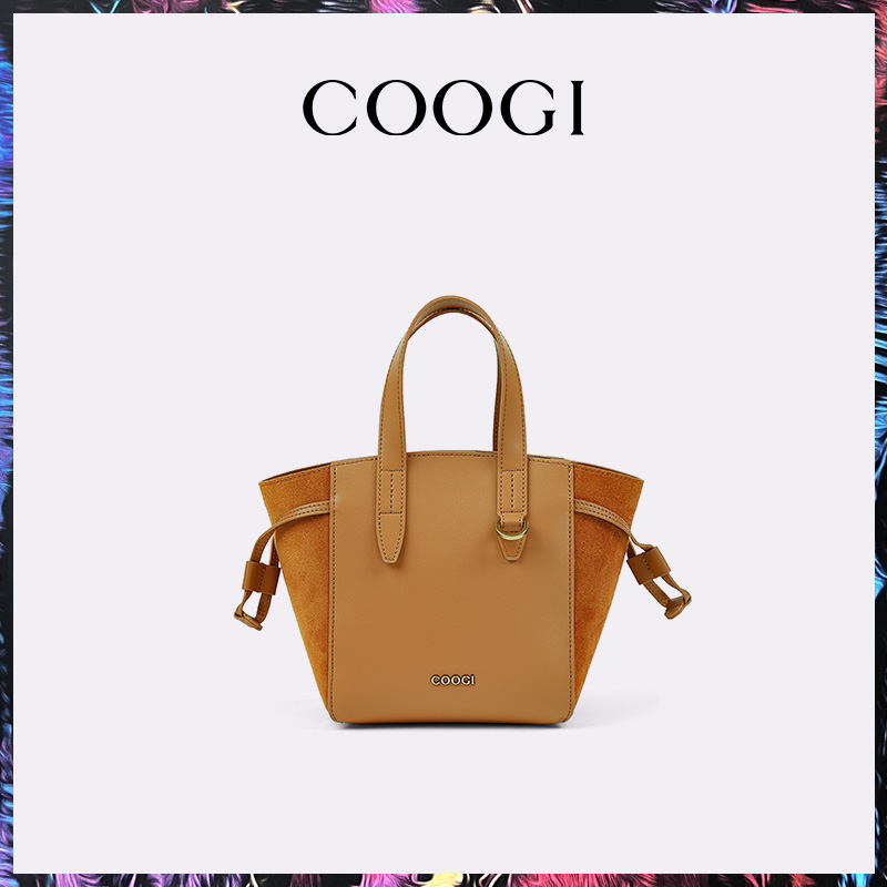 COOGI女包真皮单肩斜跨水桶包