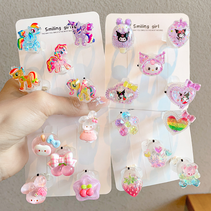 库洛米发光儿童戒指可爱小女孩甜美指环小公主精致生日礼物首饰