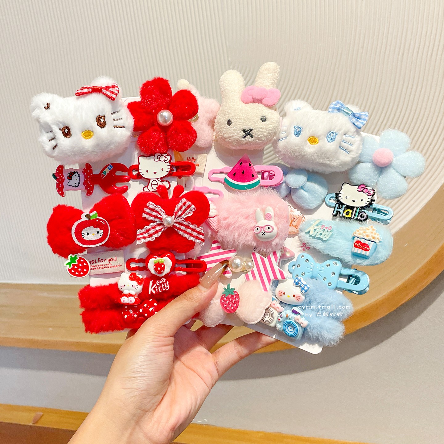 kt猫儿童毛绒发夹女孩侧边刘海夹