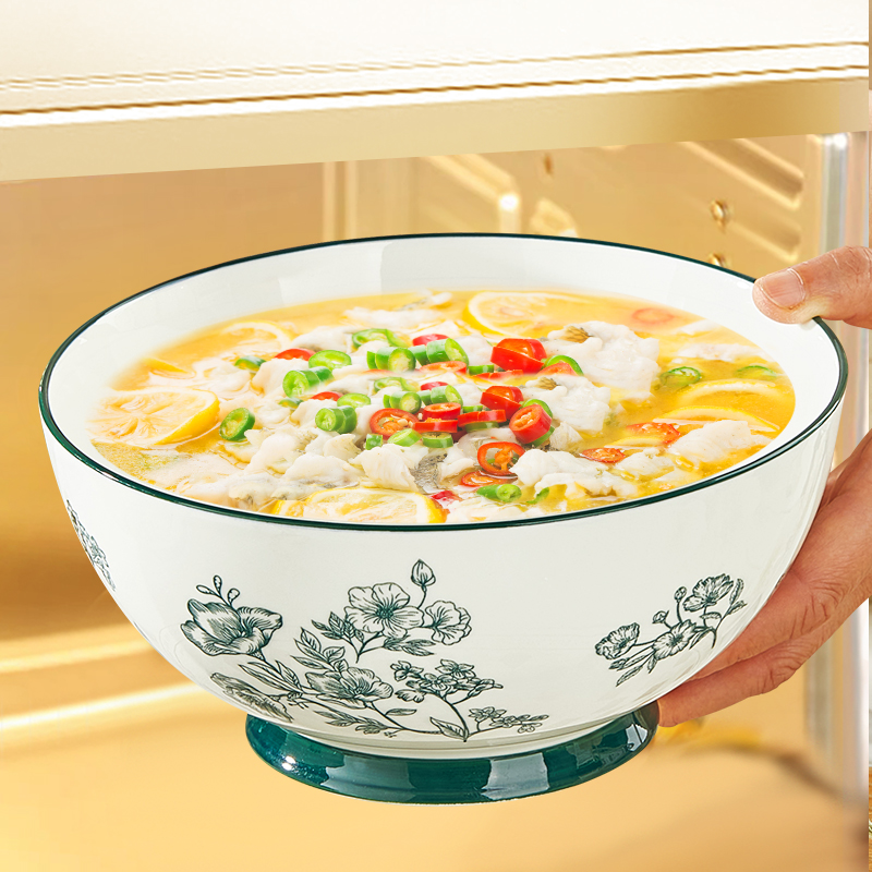 纬廷釉下彩陶瓷家用汤碗