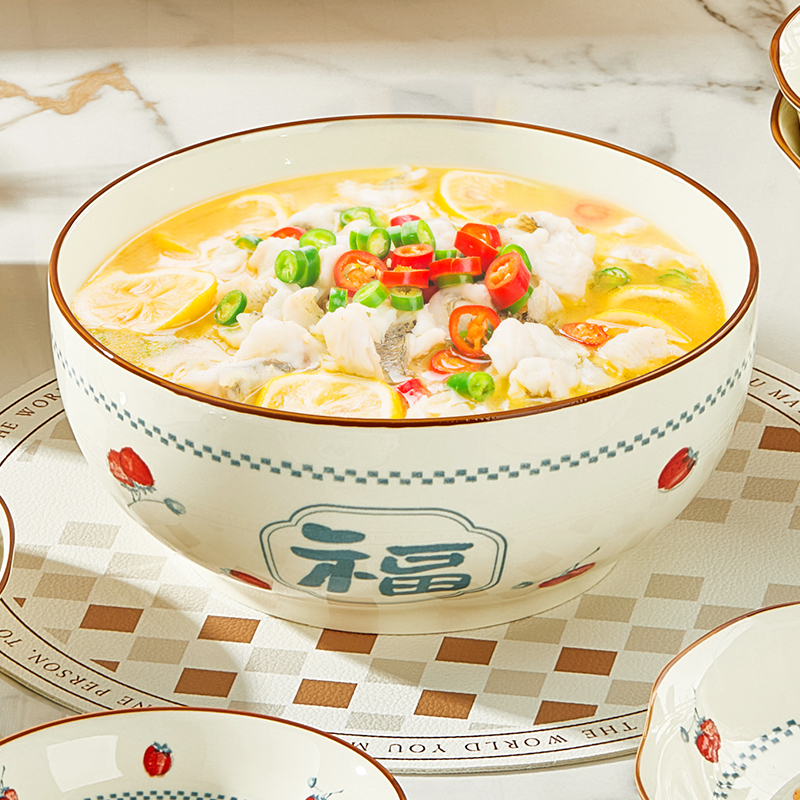 加厚陶瓷釉下彩餐具汤碗汤盆