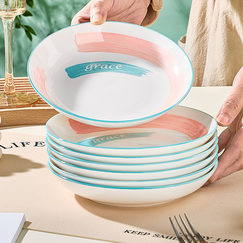 纬廷加厚陶瓷材质家用可微波饭盘