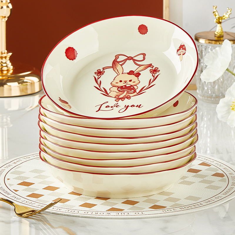 加厚陶瓷釉下彩餐具菜盘组合