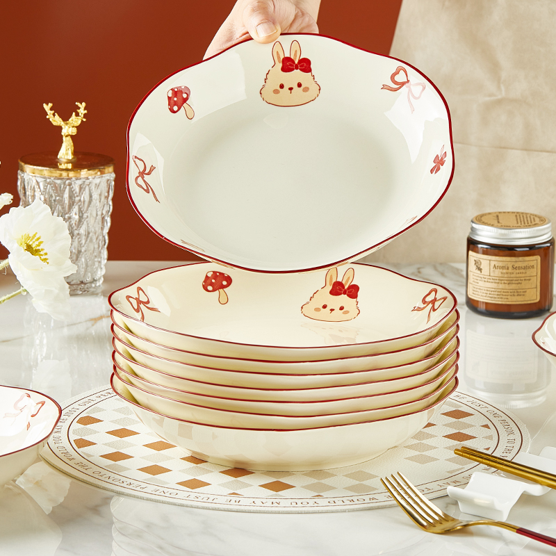 加厚陶瓷釉下彩餐具菜盘组合