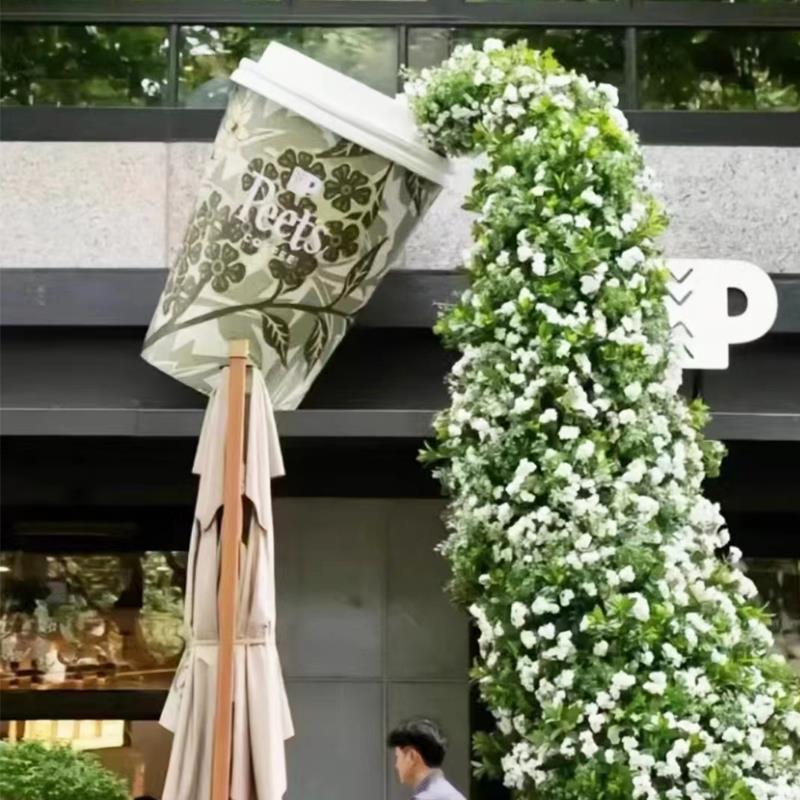 网红咖啡杯玻璃钢泡沫雕塑奶茶杯创意门头商场店铺壁挂落地大摆件