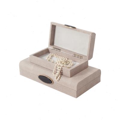 新中式样板房间软装饰品绒布包装盒扣卡其色PU皮质首饰盒摆件