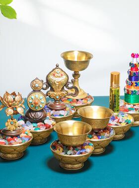 八供佛前摆件藏传密宗供具佛堂吉祥八供杯供水杯食子摆件香塔组合