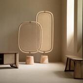 梵几 饰藤编座屏 简约卧室客厅隔断入户玄关装 山脊线 团扇屏风