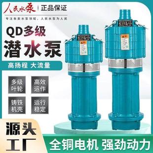 人民QD多级潜水泵高扬程农用抽水机水井灌溉工地降水泵小老鼠家用