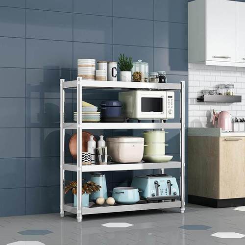 微波炉架不锈钢落地置物架收纳架厨房整理多层调料架碗碟架多功能