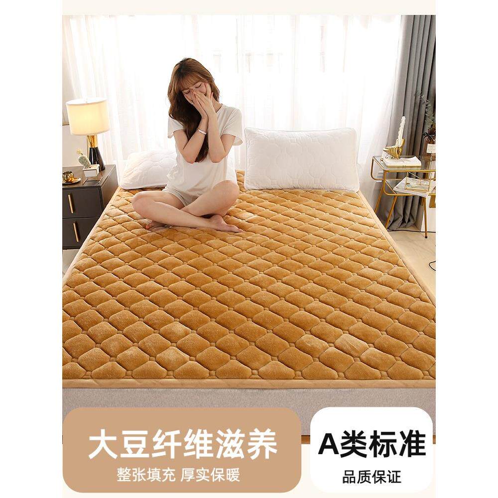 冬天床垫软垫可洗法兰绒薄款床褥加绒保暖加厚毛绒珊瑚绒床铺垫子