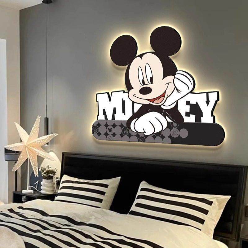 带灯米奇儿童房挂画 画气氛灯床头画 画卧室装饰画 画房间女孩男