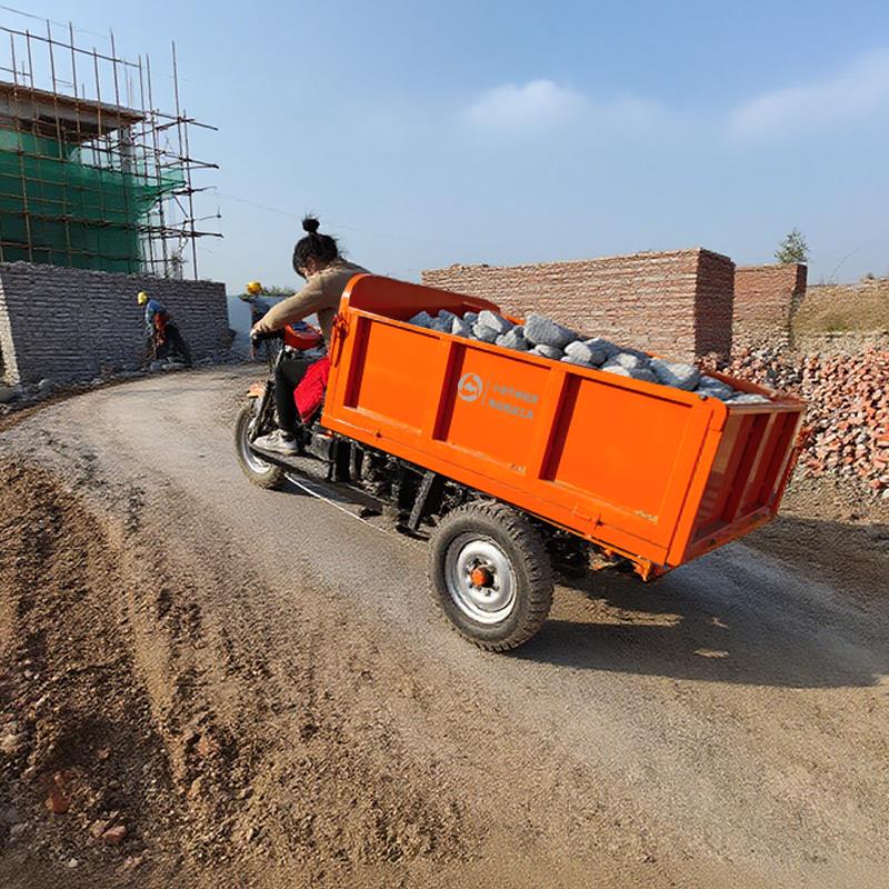 工程电动三轮车拉货搬运车建筑工地灰斗车山区农用养殖自卸翻斗车